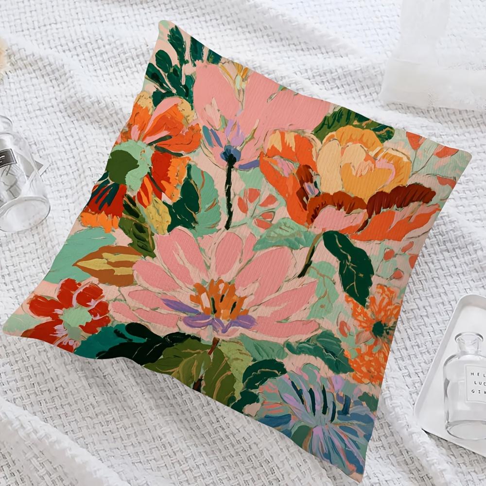 Double Sided Boho Abstract Floral Pillow Cover Colorful Watercolor Flower Print Soft Throw Pillow Case For Home Decor Gift