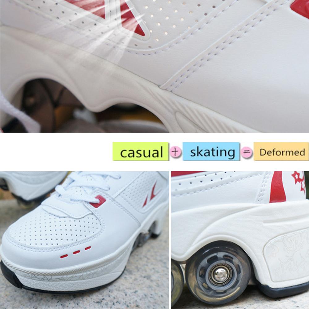 Кроссовки Wheels с двойными колесами Роликовые кроссовки для мальчиков и девочек Роликовая обувь Обувь для деформаций Роликовые коньки Обувь