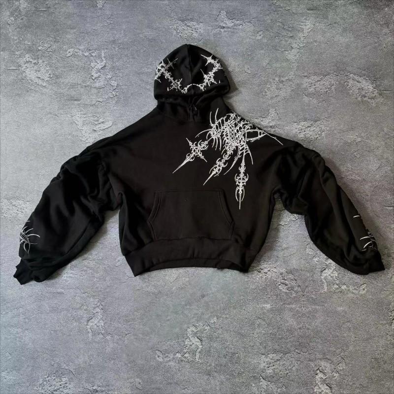 Mens Oversized Hooded Sweatshirt With Front Back Graphic Print - Casual Fall Streetwear