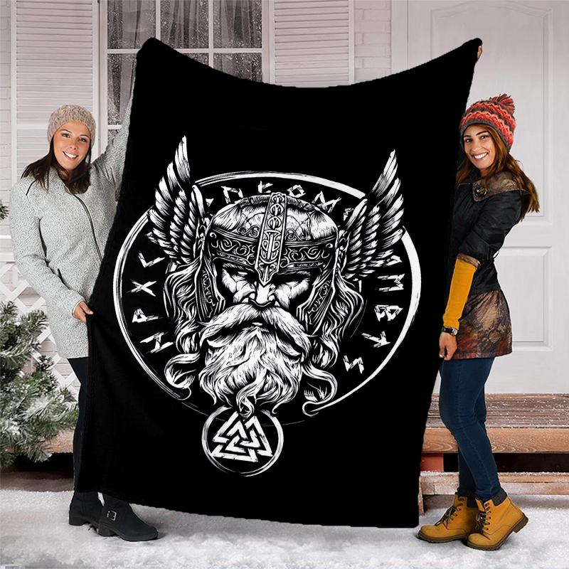 Viking Theme Printed Blanket - Perfect for Couch, Bed, Travel & Outdoor Use | Machine Washable, Cozy & Durable.