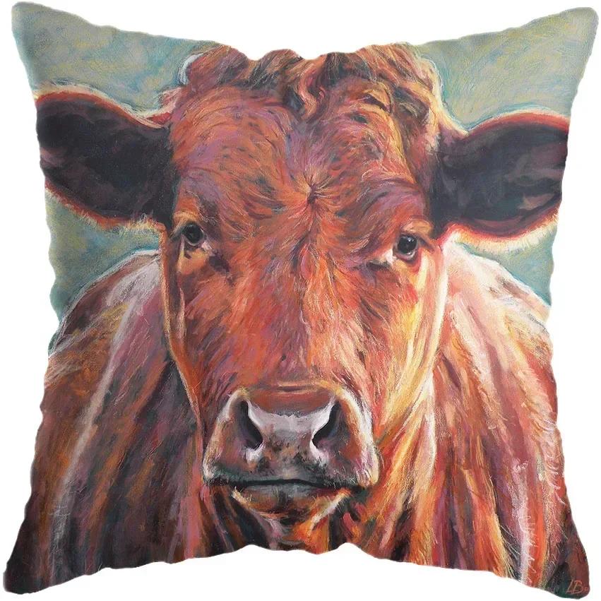 Scottish Highland Cow Yak Animal Doublesided Printed pillow cover Short plush Suitable living rooms sofas throw cushion cover