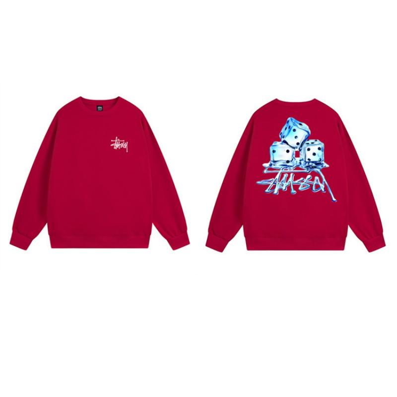 Unisex Oversized Crewneck Fleece-Lined Cotton Sweatshirt With Dice Letter Print Winter Casual Wear