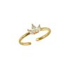 New stainless steel zircon maple leaf ring women's fashion versatile titanium steel light luxury ring