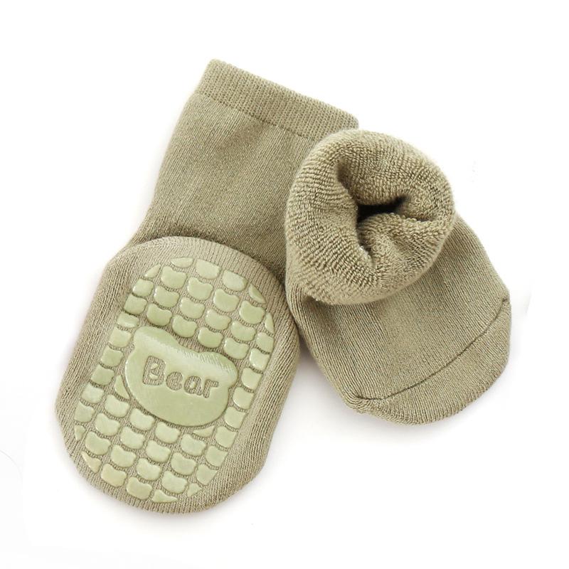 Детские носки Осень/Зима, утолщенные теплые шерстяные носки средней длины с петлями для мальчиков и девочек, обучающихся ходить, с утепляющими напольными носками, хлопковыми носками