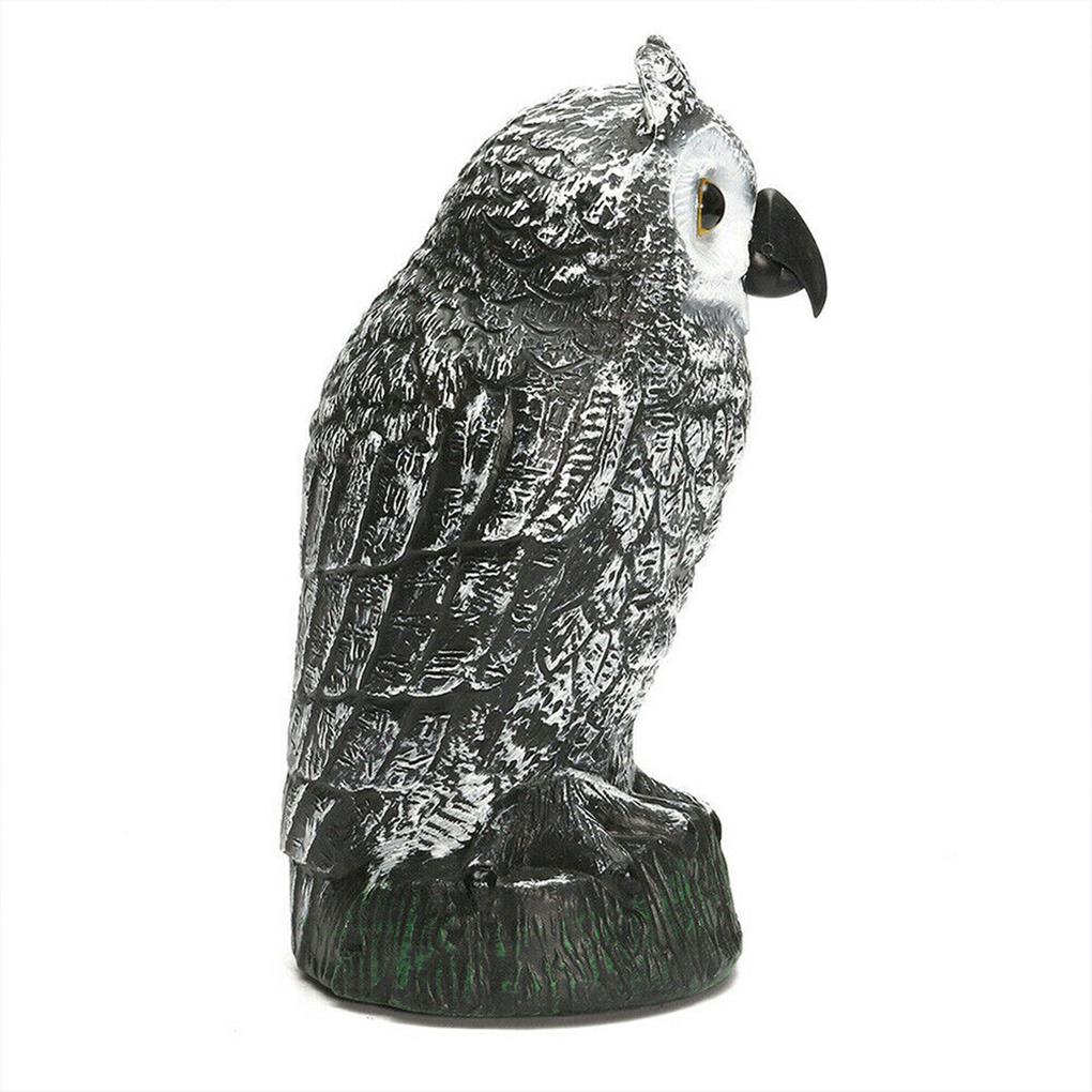 Owl Decoy Deterrent Realistic Bird Cat Crow Scarer Statue Straight Head Scarecrow Outdoor Garden
