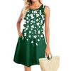 Summer Dresses For Women Beach Boho Sleeveless St. Patrick's Day  Printing Flowy Pocket Tshirt Tank Sundresses