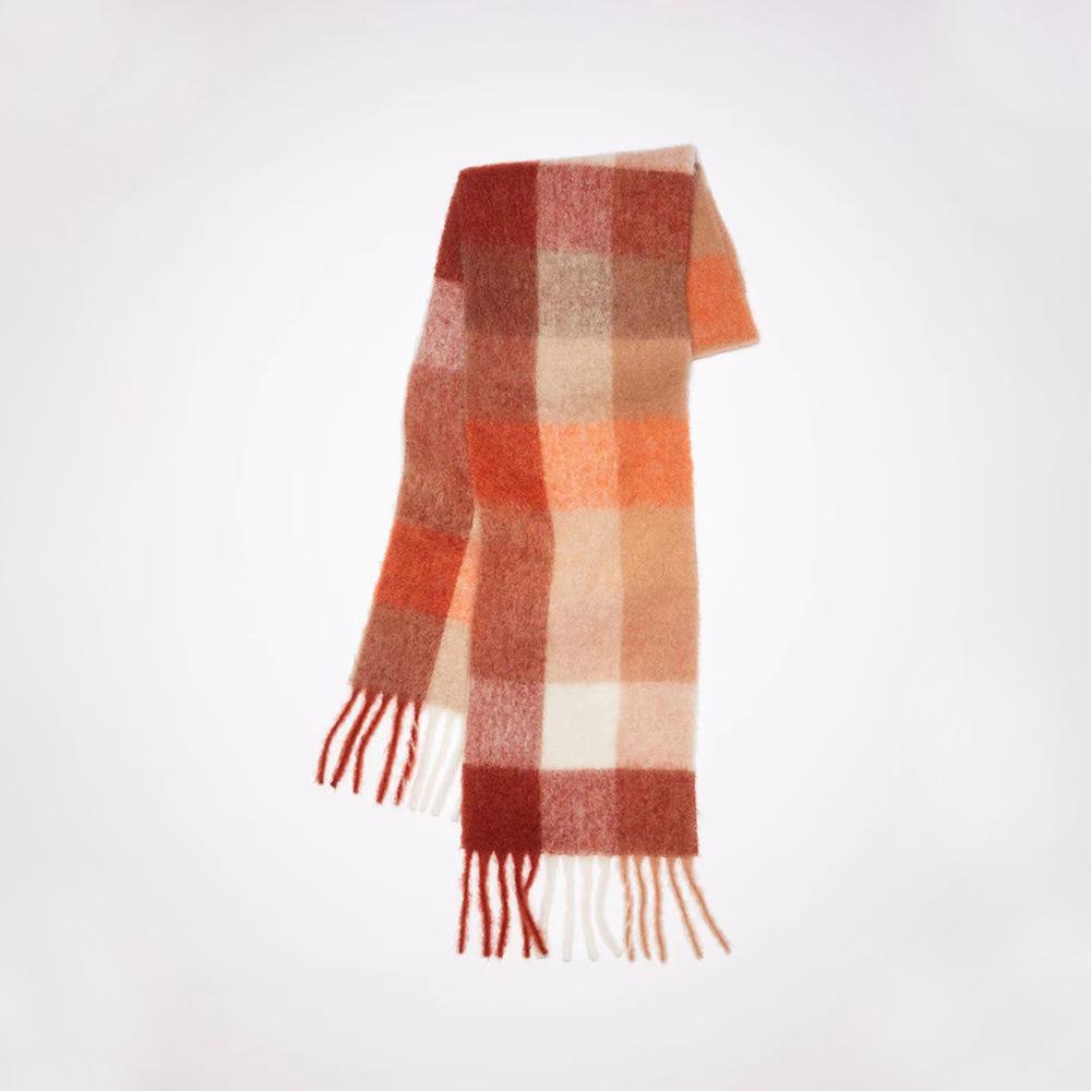 Tonglu Plaid Scarf New Imitation Cashmere Mohair Autumn and Winter Women's Warm Shawl