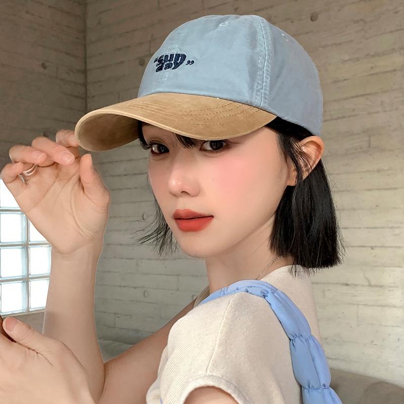 New Cotton Contrast Color Baseball Cap For Women JK Korean Embroidery Peaked Hat Girls Outdoor Sports Snapback Sun Visors Hats