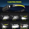 1~5Pack Sensor Headlamp 5 Modes USB перезаряжаемый светодиодный фонарик XPE+COB Torch Кемпинговый водонепроницаемый налобный фонарь для рыбалки