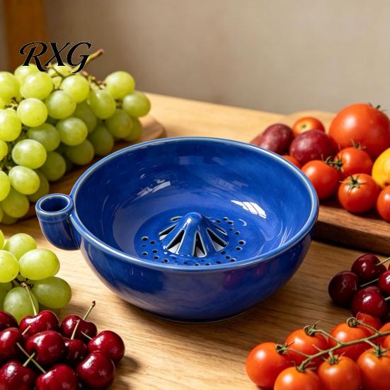 Picnic Fruit Preparation Tool Ceramic Berry Self Rinsing Bowl with Integrated Drain, Vortex Automatic Cleaning Produce Colander, Efficient for