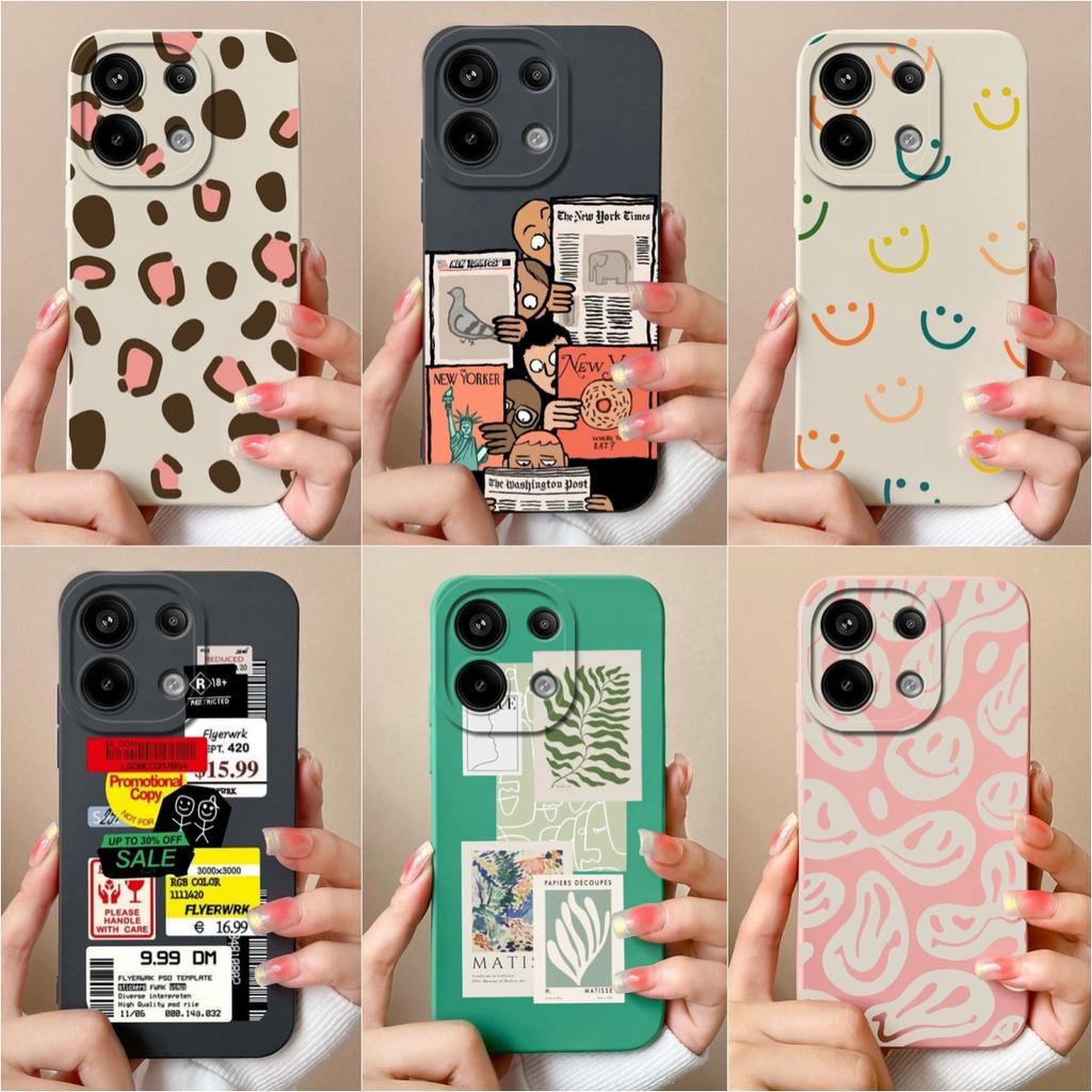 Чехлы для телефонов Xiaomi Redmi 13 A3 4G Note 13 Pro 13R Turbo 3 Корпус Силиконовый Мягкий Модный Этикетка Защитная Пленка Матовые Чехлы Для Телефонов Оболочка Для Redmi