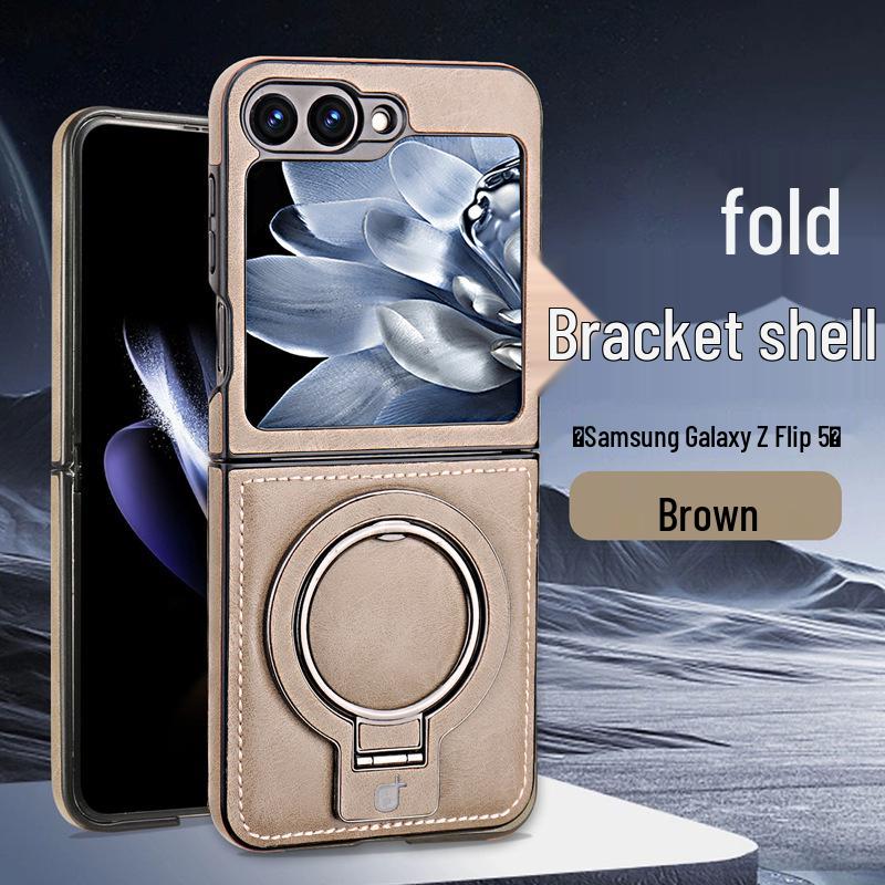 Складная магнитная подставка для Samsung Z Flip 5/6 - Ударопрочный кожаный чехол с полным покрытием, деловой