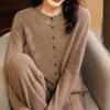 Ready-to-wear Round-neck Wool Cardigan for Women In Autumn and Winter Style Multi-button Cashmere Knitted Jacket Loose and Versatile Sweater
