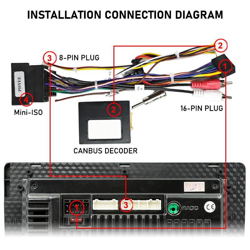 CAN Bus Decoder ISO Wiring Harness, SWC Retention RCA P&P 16Pin Car Android, for Fiat 500 2007-2015 Panda 169 Uno Palio Ypsilon