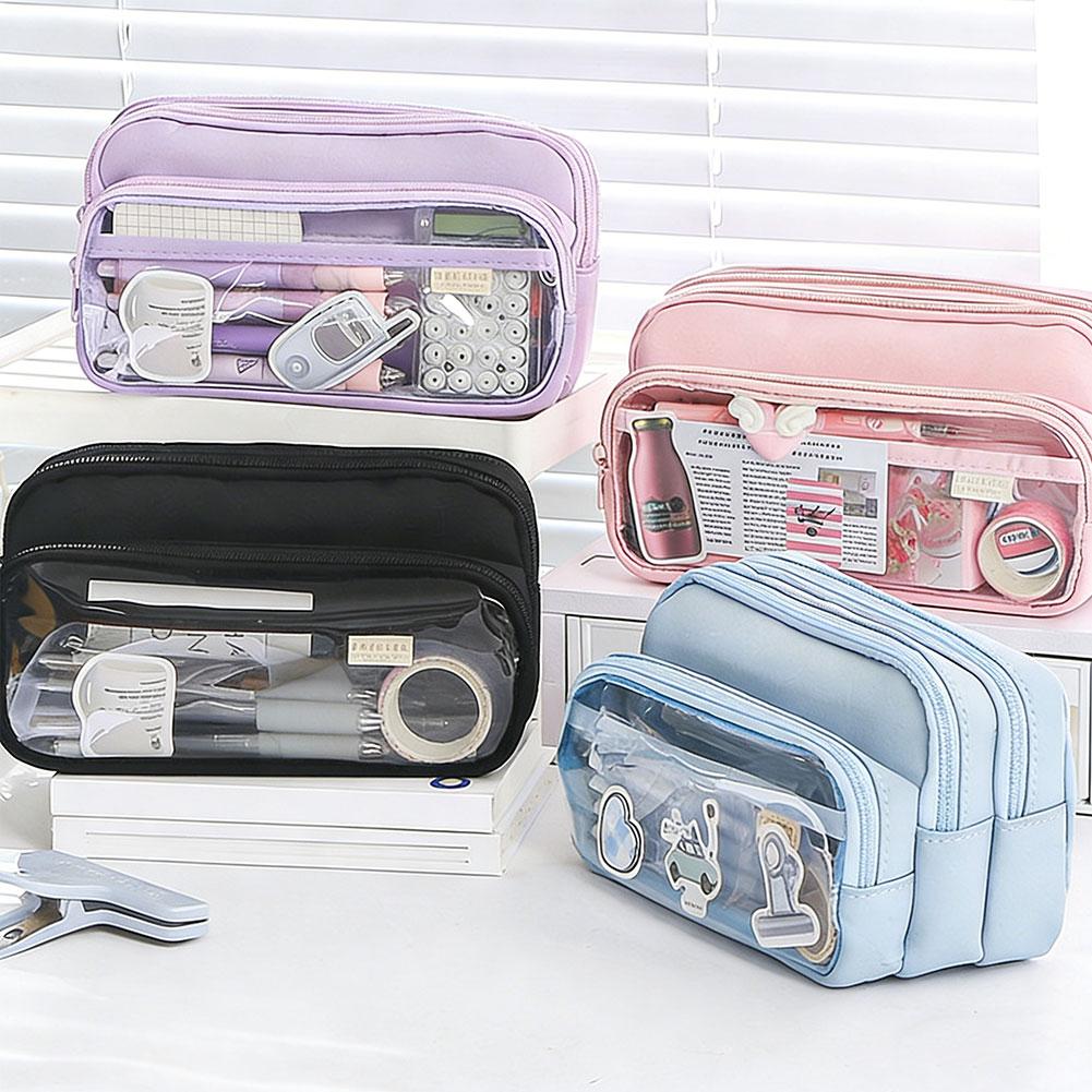 Kawaii Pencil Case Large Capacity Waterproof Korean Stationery Multi-layer Pen Pouch Portable Back to School Supplies