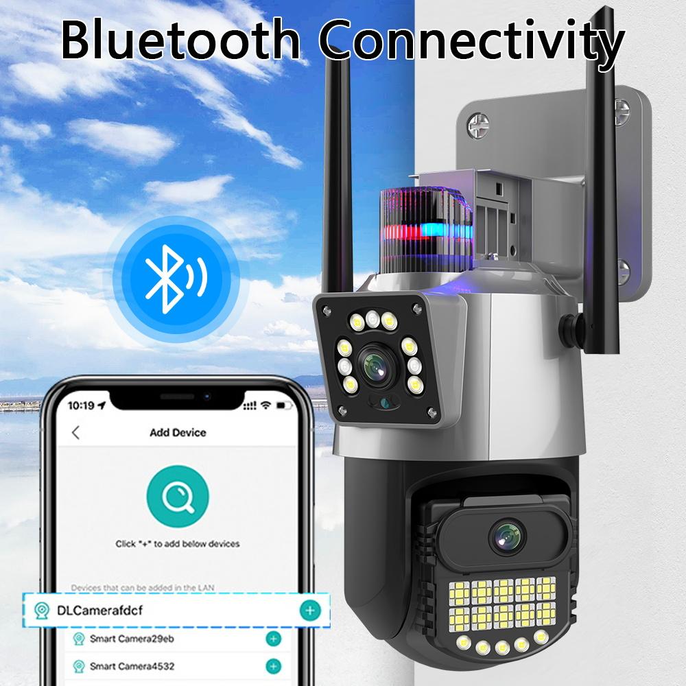 LS VISION IP-камера EU 8MP 4K, уличная Wi-Fi PTZ, двойной объектив, двойной экран, автоматическое отслеживание, водонепроницаемая система видеонаблюдения, полицейская световая сигнализация, CCTV