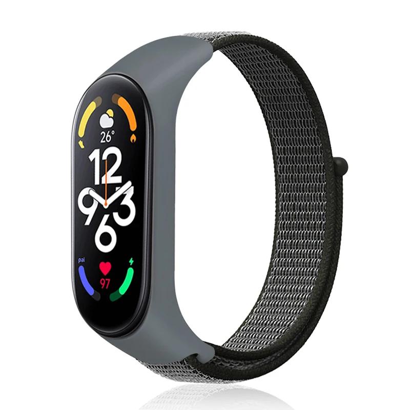 Нейлоновый ремешок-петля для Mi band 6 7, сменный мягкий регулируемый ремешок для наручных часов, браслет для Xiaomi Mi band 3 4 5 6 7