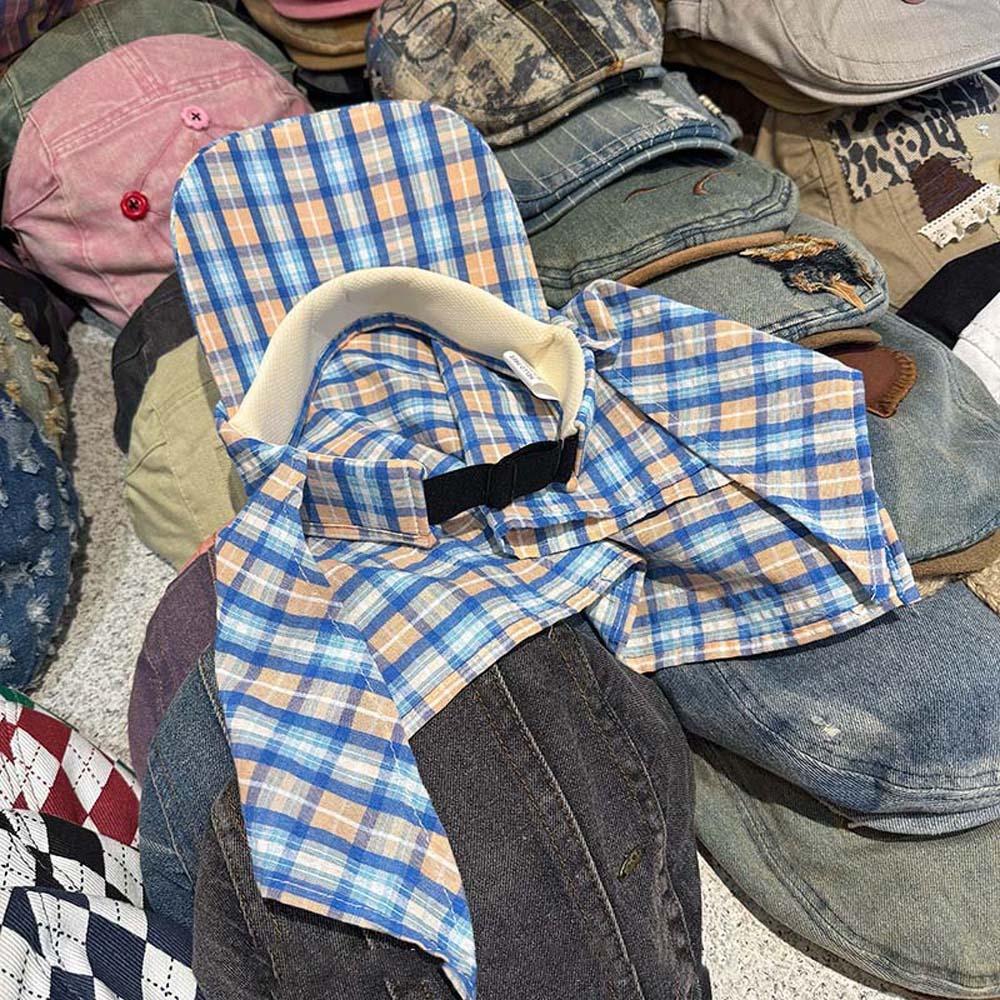 Plaid Scarf Peaked Cap Korean Style Strappy Bandana Cap Driving Triangle Headscarf Hat Outdoor