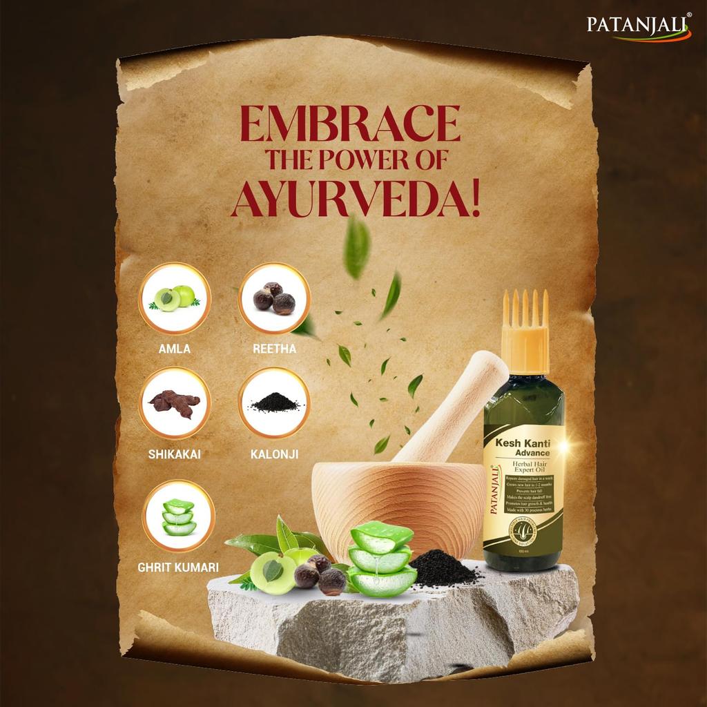 Масло для волос Patanjali Kesh Kanti Advance Herbal Hair Expert 100 мл Питательный уход за кожей головы для более сильных и длинных волос Мужчины Женщины
