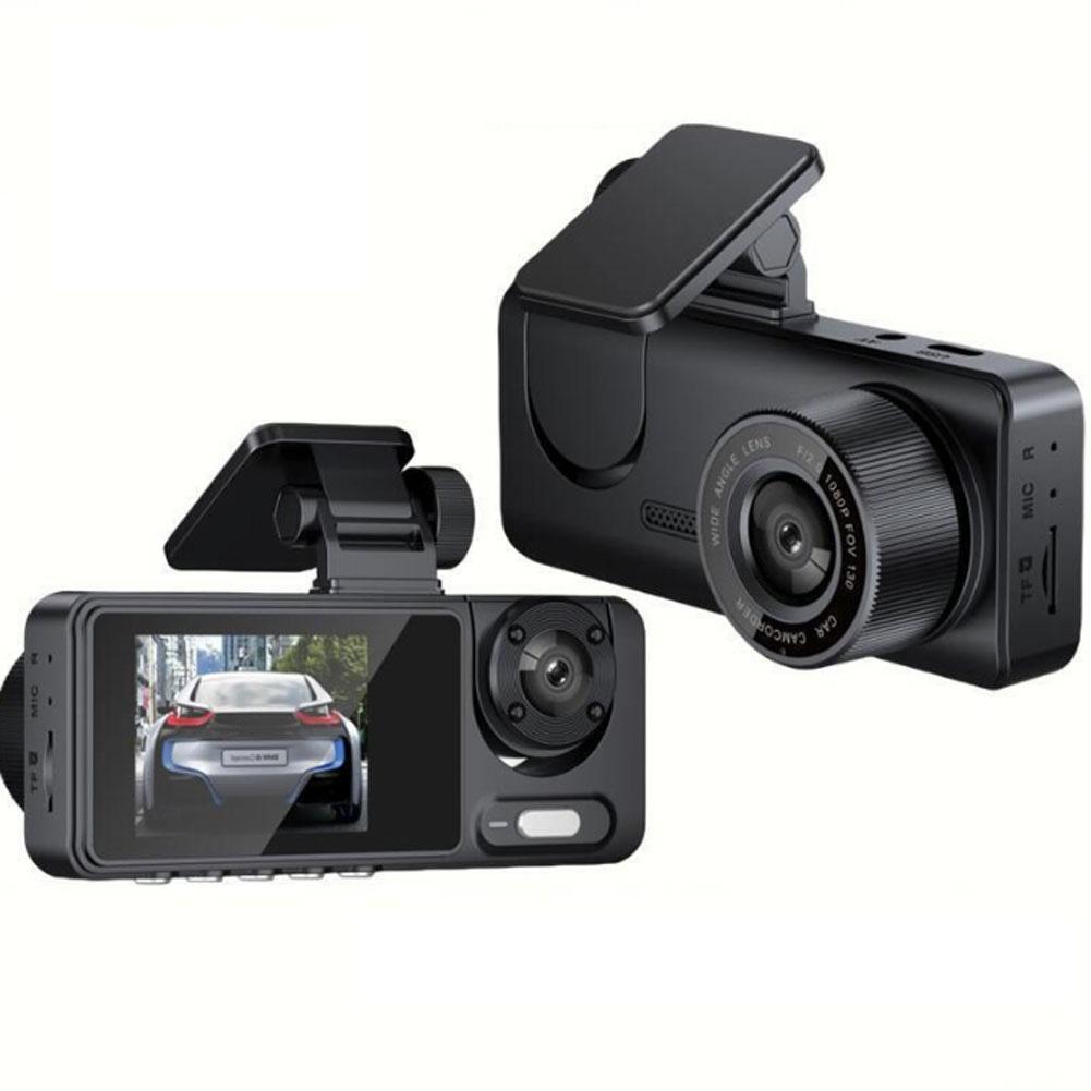 3-канальная автомобильная видеорегистраторная камера с записью спереди, сзади и внутри 1080P Full High Definition Loop Recording, обнаружение движения