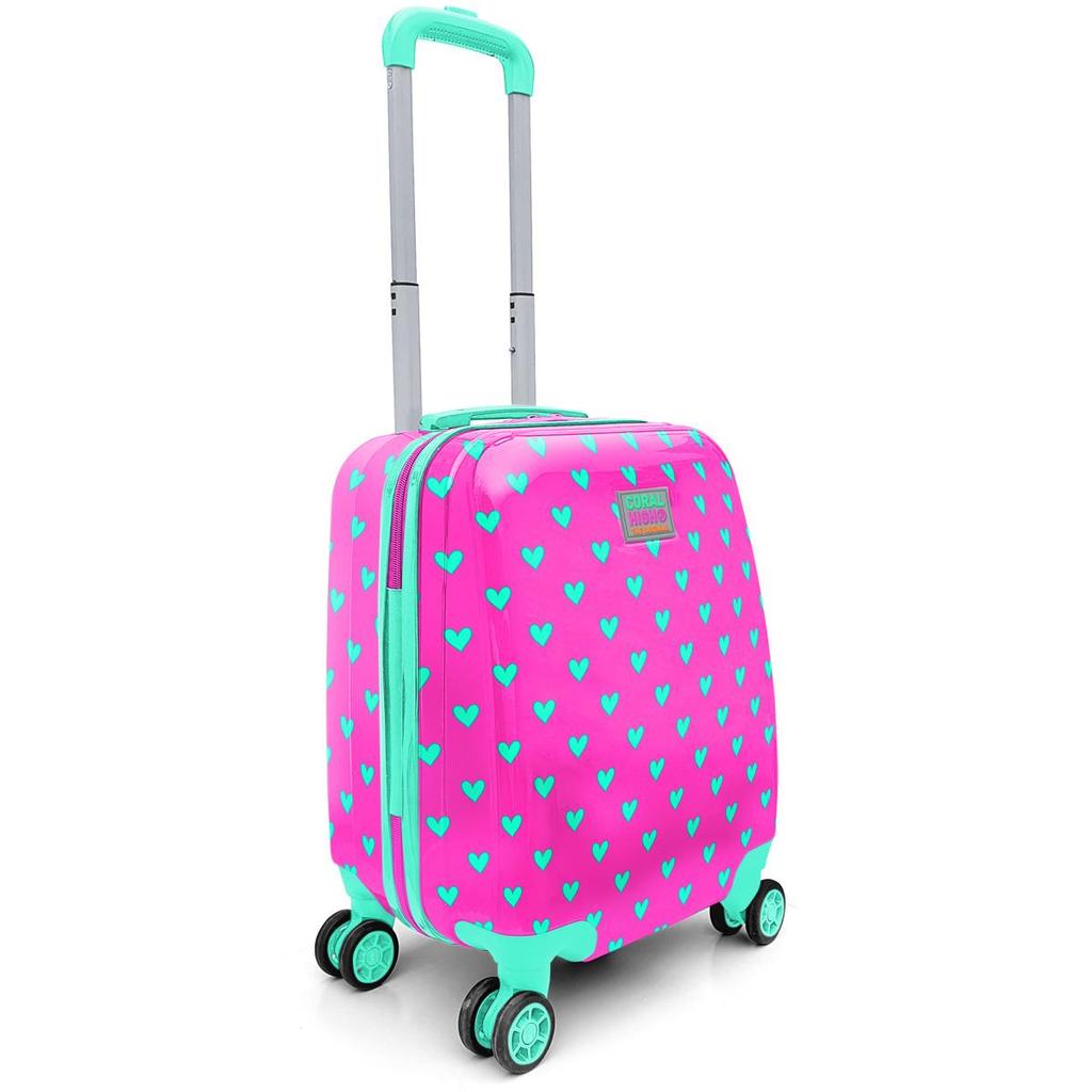 coral high Детский неоновый розовый водный зеленый детский чемодан с сердечками 16715