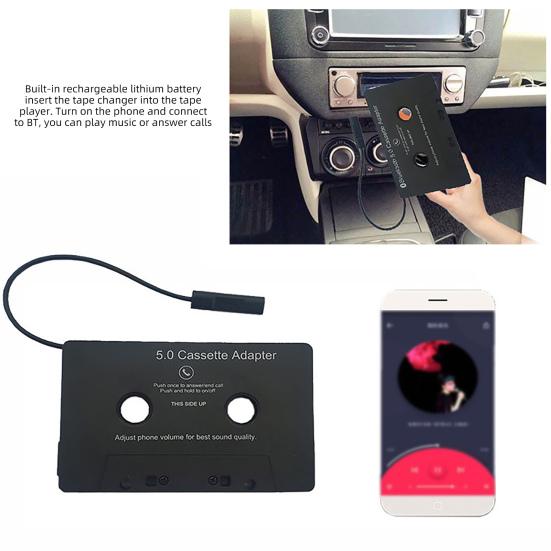 Кассетный адаптер, универсальный стереоперезаряжаемый Bluetooth-совместимый конвертер аудиокассет 5.0 AAC/MP3/SBC для автомобиля