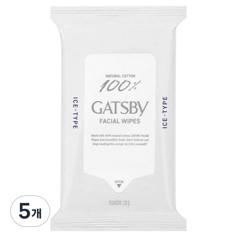 Gatsby Facial Cleansing Tissues Ice Type, 15 Sheets Pack, 15 wipes, 5 pcs