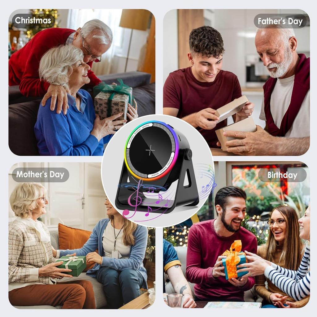 MRMORALE Wireless Induction Speaker, Multifunctional Bluetooth Phone Holder with RGB Light & 360° Rotation, HD Surround Sound, Compatible with