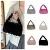 Casual Furry Handbag Zipper Large Capacity Crossbody Bag Stripe Soft Commuting Handbag Travel