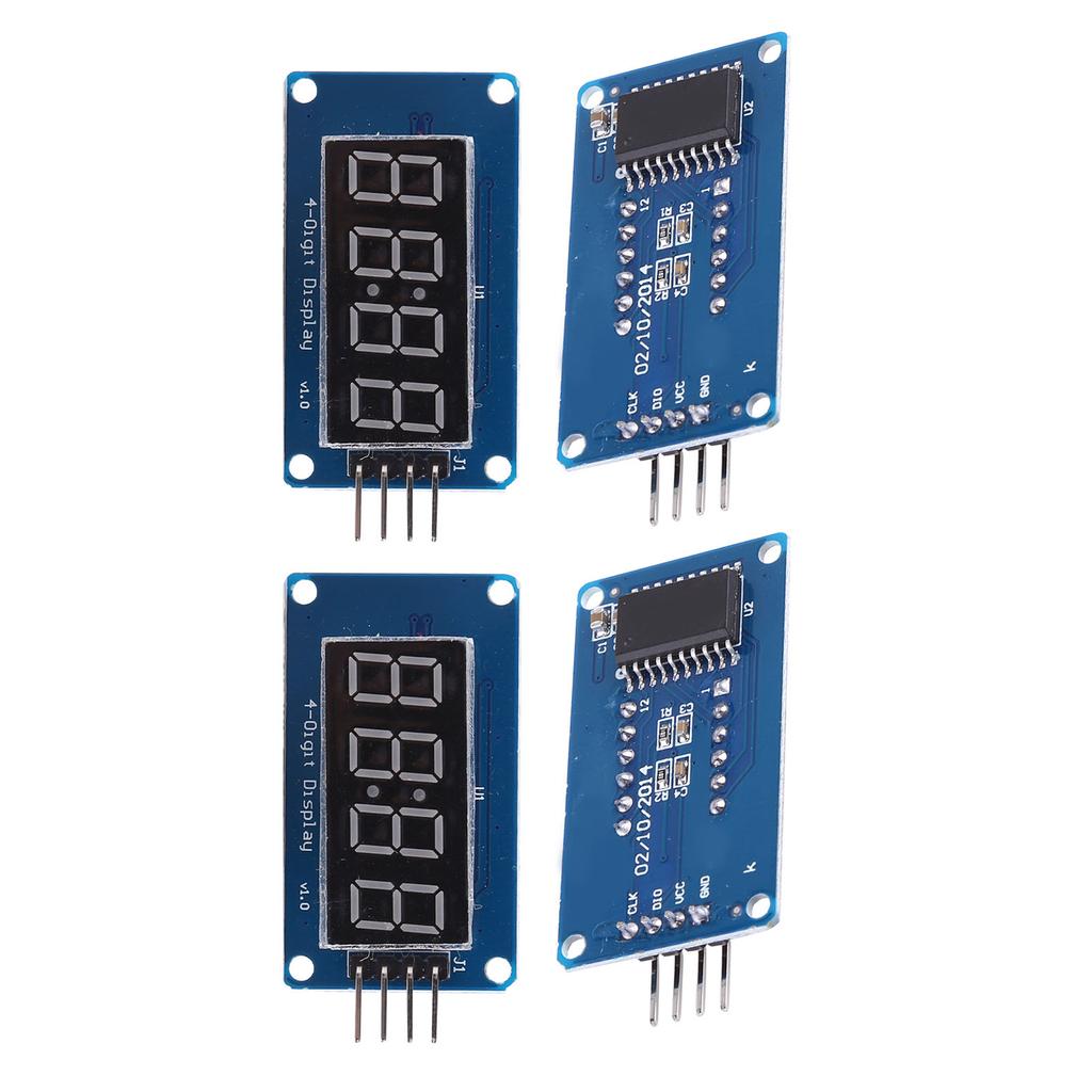 4Pcs 4 Digit Tube Display Module Red Adjustable Brightness LED Segment Support for TM1637 Drive Chip with Clock