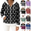 Women's Casual Fashion Long-Sleeved Zip-Up Fleece Hooded Cardigan