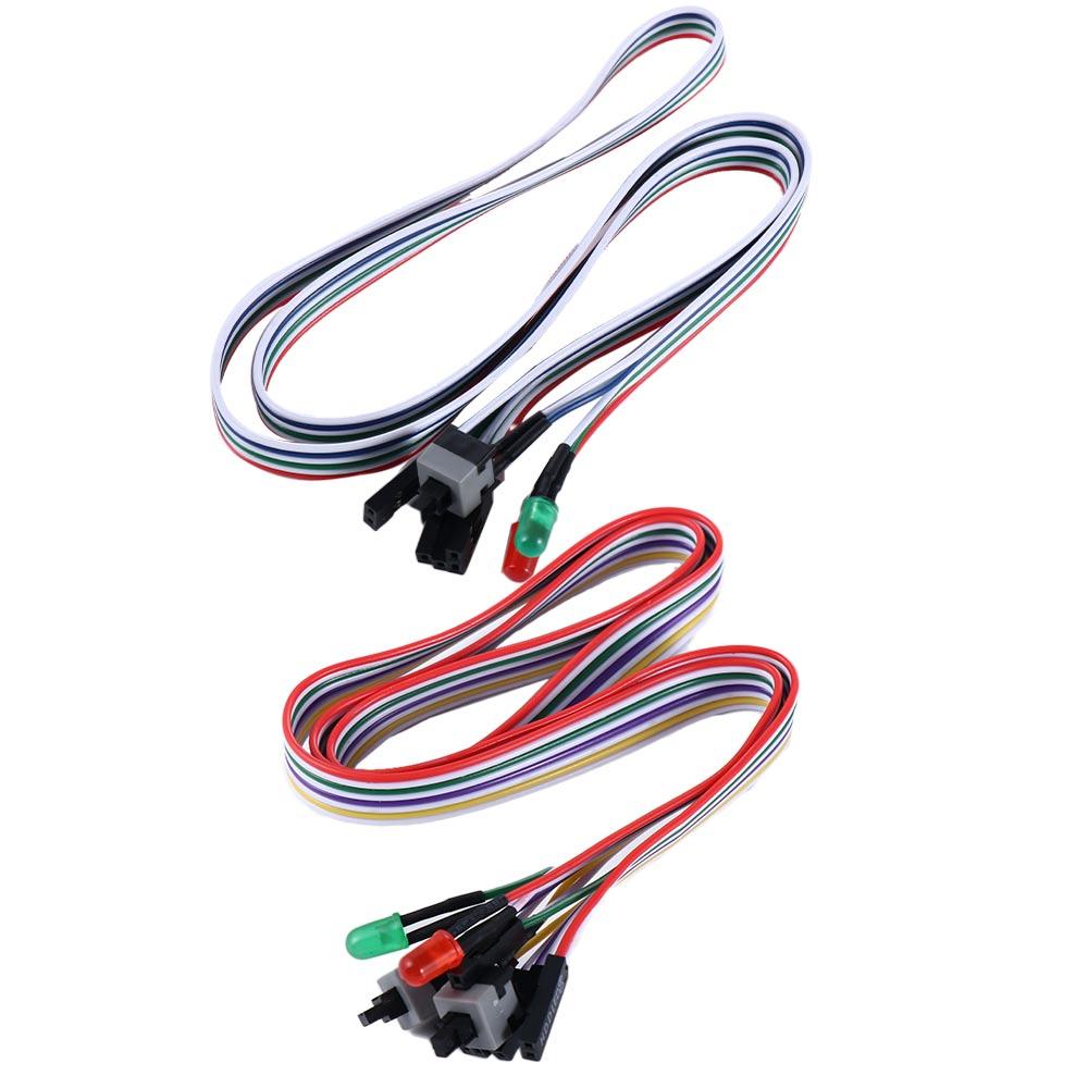 Reset Power Cord Push Button Switch PC Power Reset Switch with LED Light Motherboard Power Cable