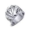 [Rockyu] кольцо мужское брендовое серебро черное золото маджонг гравировка игральные карты кольцо Модное нержавеющая сталь Совместимо с аллергией на металл новый год