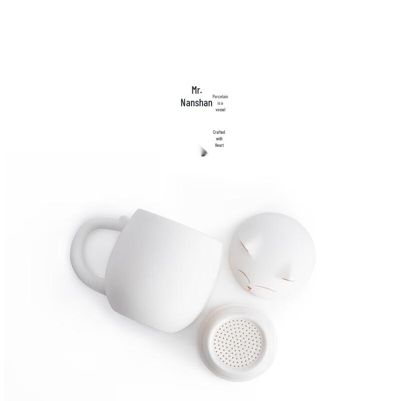 Lucky Cat Ceramic Tea Mug with Lid and Infuser