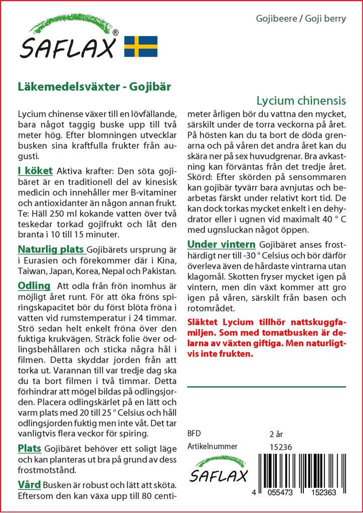 SAFLAX Garden in the Bag - Ягоды Годжи - 200 семян - С субстратом в подходящем стоячем пакете - Lycium chinensis