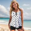 Women's Swimwear Tankini 2 Piece Swimsuit White Cute Polka Dots Print Vacation Bathing Suits