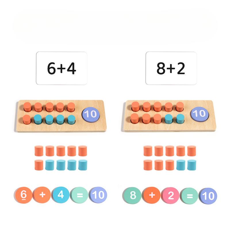 Деревянная развивающая игрушка Десятисеточная матрица Числовые сенсорные учебные пособия Сложение и вычитание Арифметический десятизначный счетчик Детская математика