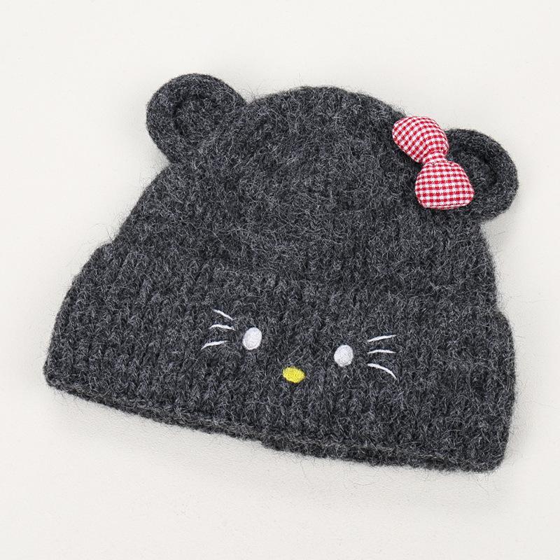 New fashion bow three-dimensional ear decoration cute knitted hat sweet windproof warm comfortable wool hat