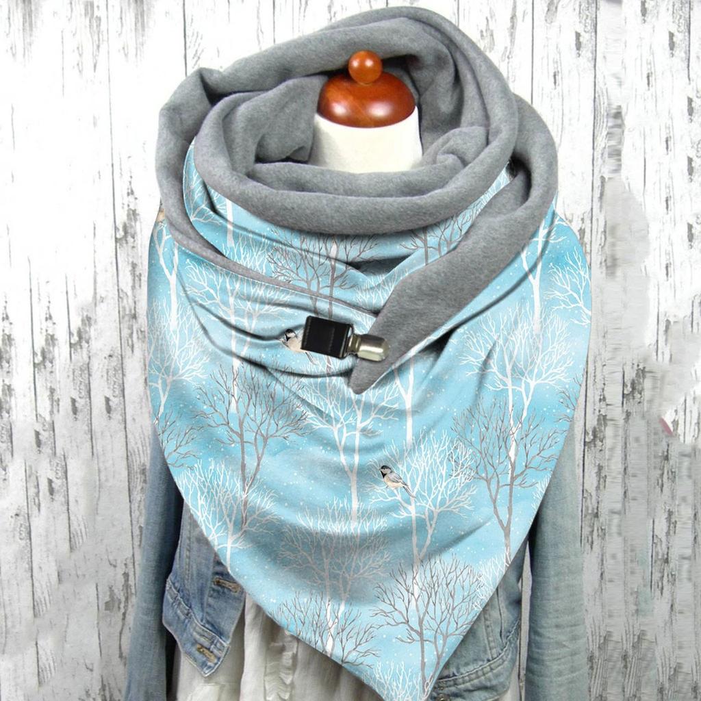 Женский повседневный шарф с принтом, модный многоцелевой платок в стиле ретро, ​​шарф на пуговицах