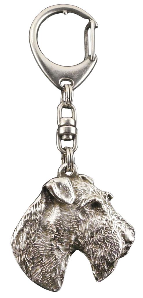 Fox Terrier Wire - Silver-plated Key Ring with Dog, Handbag Decoration, Backpack Pendant by Art-Dog Brand