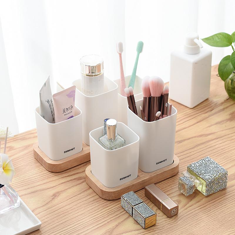 Органайзер для макияжа, ящик для хранения, офисный рабочий стол, ванная комната, кухня, косметика, кухонная утварь, посуда, деревянная полка из АБС-пластика с несколькими сетками