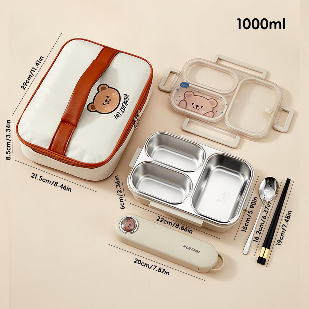 2/3 Grids Portable Divided Bento Box Microwave 304 Stainless Steel Lunch Box For Children Student Leak-proof Lunch Container