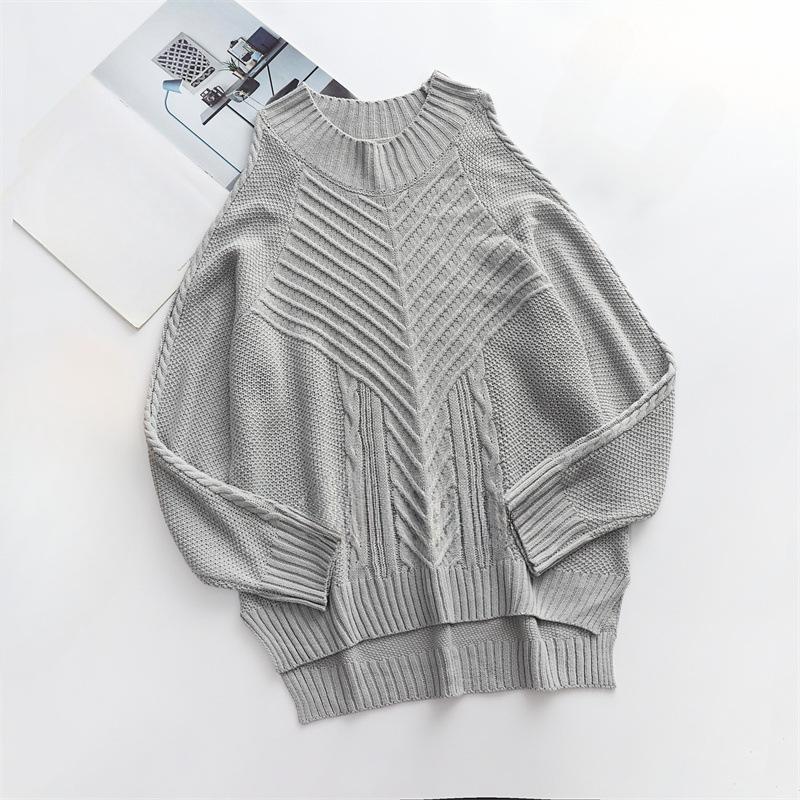 IHUASU Женский осенне-зимний однотонный трикотажный свитер без бретелек с длинным рукавом и круглым вырезом, сплетенный из витой веревки