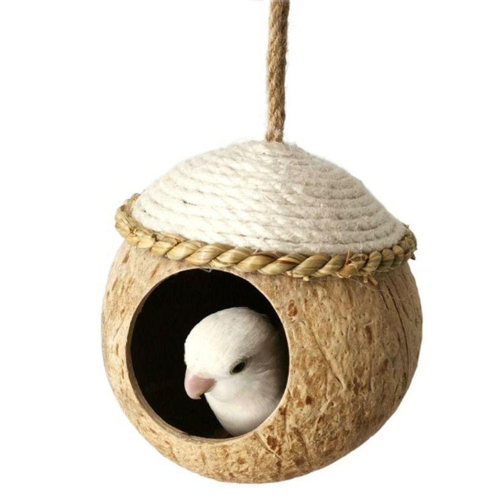 Parakeet Budgies Cage Hut Sleeping Bag Hanging Coconut Woven Straw Tent House Hammock Parrot Toy Bird Bed