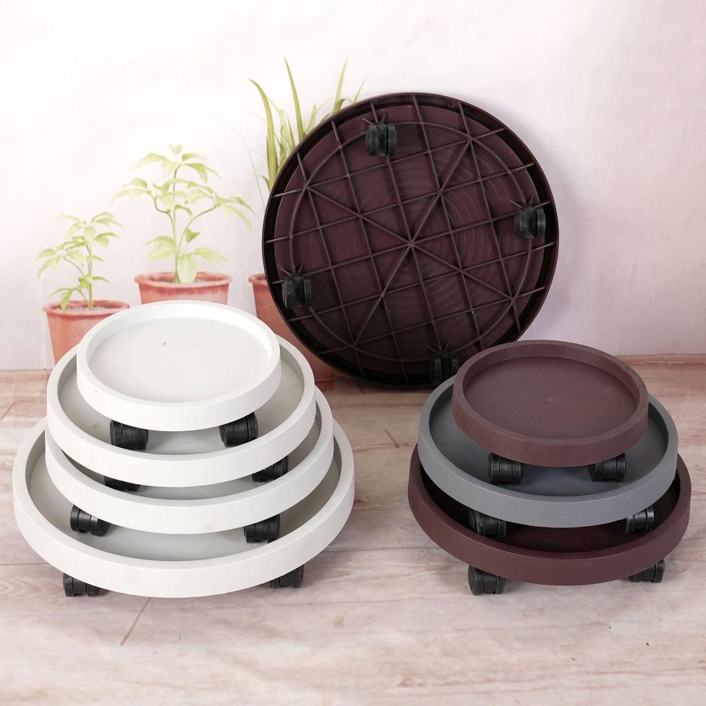 Flower Pot Tray with Universal Wheels, Thickened Resin Base, and Movable Casters