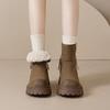 Августин Флис Ботинки Мартина Женские Зима 2025 Новые Утепленные Коричневые Короткие Ботинки Толстый Каблук Платформа Снежные Хлопковые Ботинки