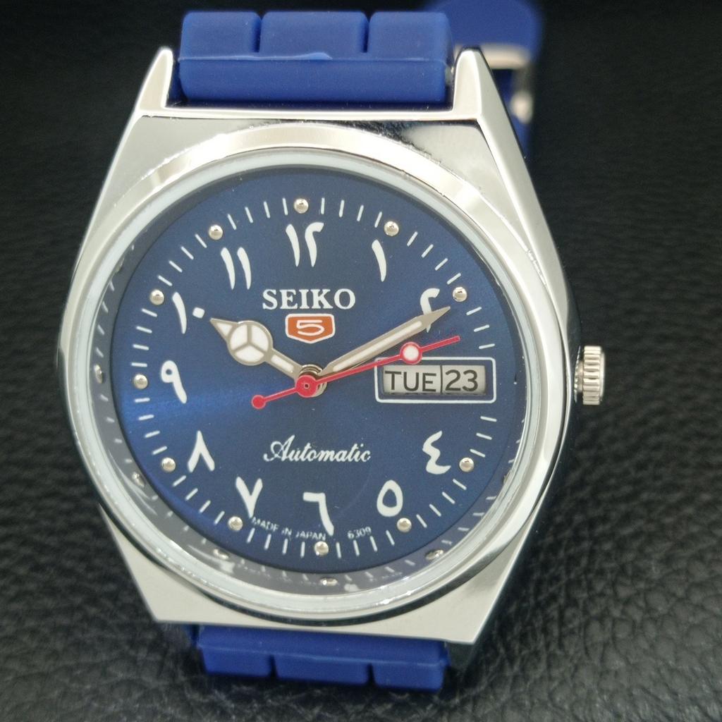 ВИНТАЖНЫЕ АВТОМАТИЧЕСКИЕ SEIKO 5 6309A ВОССТАНОВЛЕННЫЕ ЯПОНСКИЕ МУЖСКИЕ ЧАСЫ С СИНИМ ЦИФЕРБЛАТОМ a442587-1