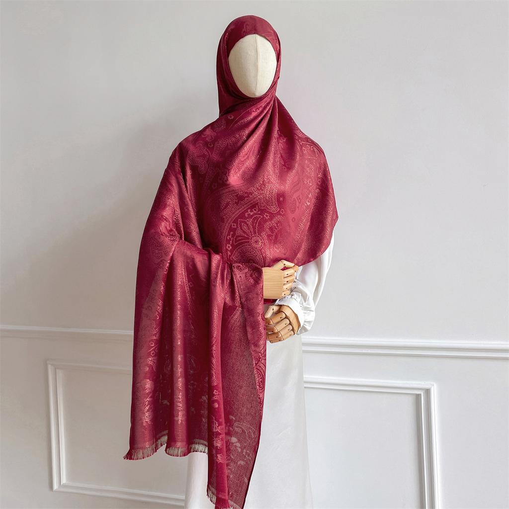 Luxury Paisley Pattern Women Hijab Gold Thread Jacquard Scarf Muslim Wraps Ramadan Islam Headscarf Shawl Turban Neckerchief