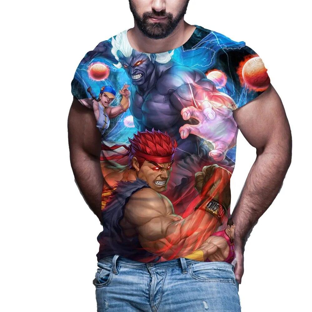 Fighting Game Street Fighter T-Shirts 3D Print Men Women Fashion Oversized Short Sleeve T Shirt Harajuku Kids Tees Tops Clothing