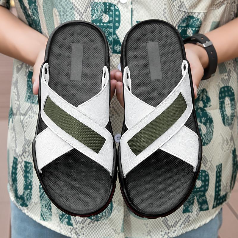 Модные мужские тапочки из натуральной кожи, летняя официальная обувь для мужчин, высококачественная обувь, сандалии ручной работы, мужские черные сандалии Homme, большой размер 48